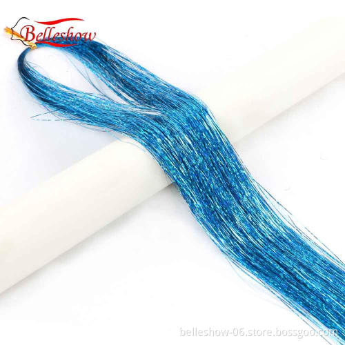 Hot sell colorful bright laser flashing braid one piece clip on hair extension DIY christmas decoration Accessories